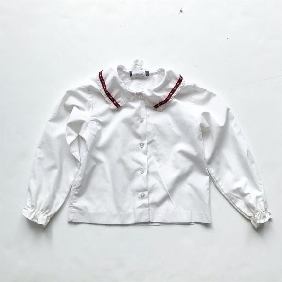 Vintage Jessie kids crochet hem collar blouse 6Y - Picture 1 of 4